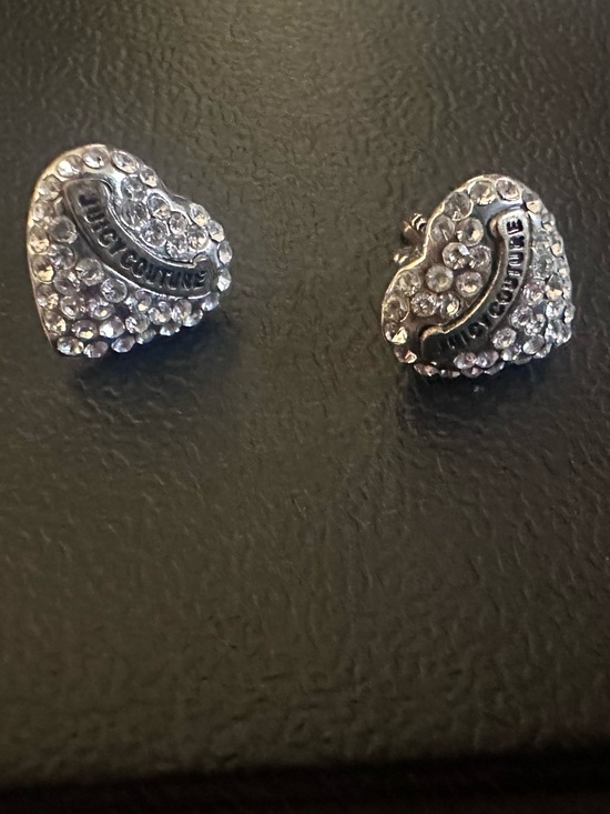 Juicy Couture Jewelry - Juicy Couture Silver Crystal Heart Stud Earrings